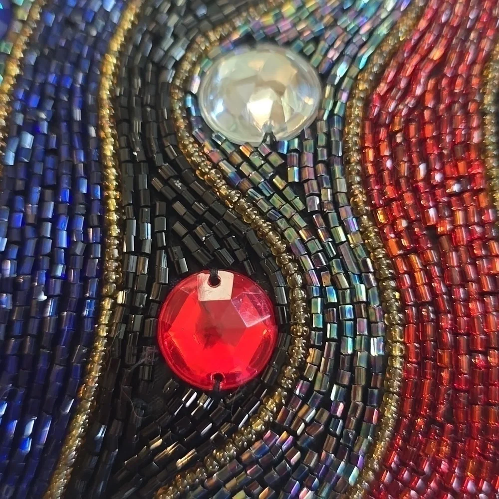 Womens heavily beaded Gem stone vintage Clutch bag Vibrant colors! Flaws minor